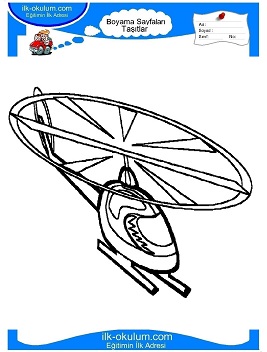 Çocuklar İçin Helikopter Boyama Sayfaları 